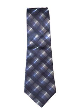 Calibrate Navy Plaid 100% Silk Tie Made In USA 62" x 3.25" Professional NWT